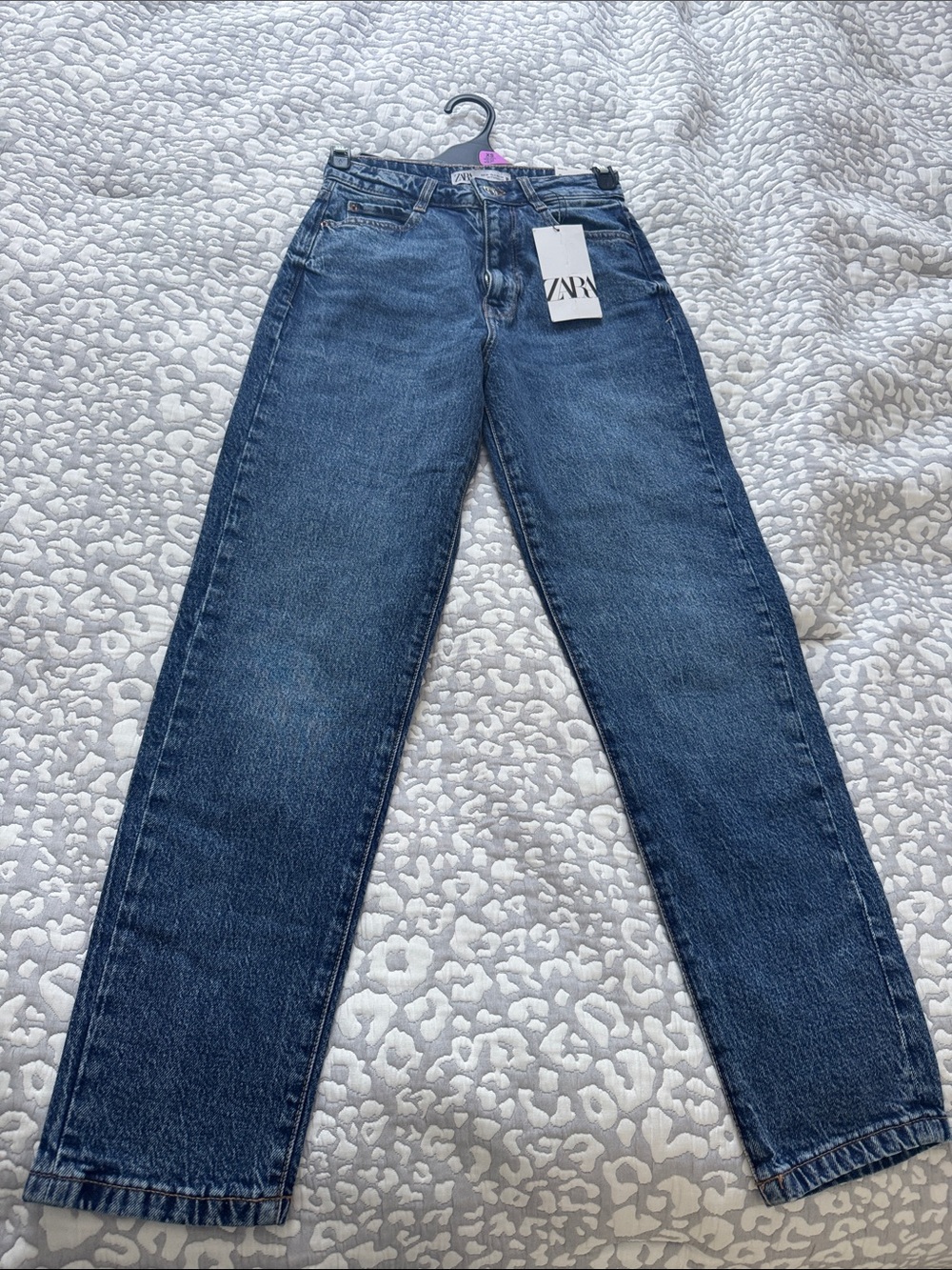 Zara High rise slim mom leg ankle comfort Blue Denim